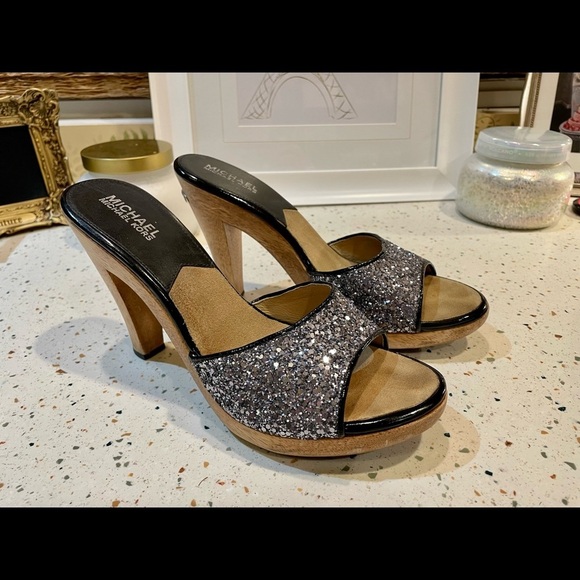 MICHAEL Michael Kors‎ Glitter Wooden Sandal Heels - Picture 4 of 15